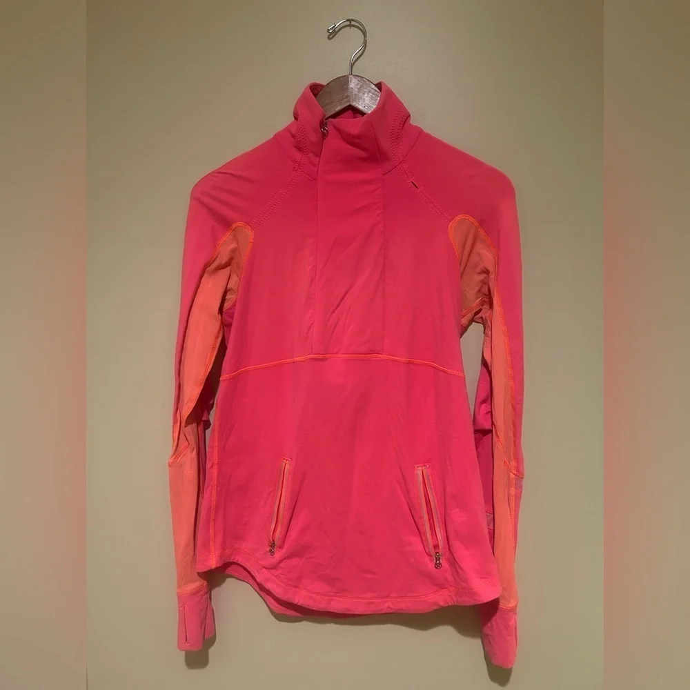 lululemon athletica Orange Women’s Long Sleeve 1/4 Zip Training Pullover Size 10